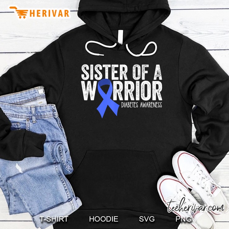 Sister Of A Warrior T1d Diabetic Blue Ribbon Support Gift Mugs