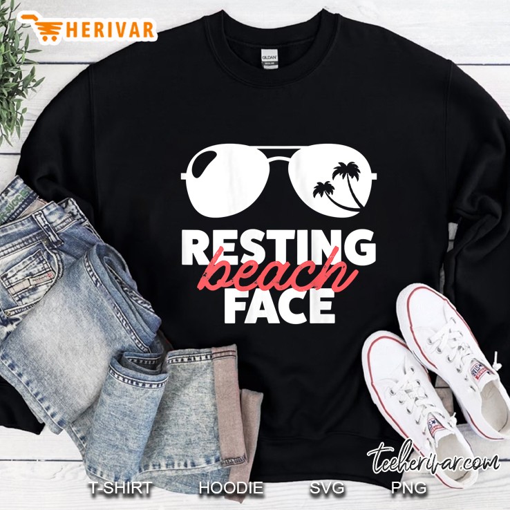Womens Resting Beach Face Summer Vacation Sweatshirt