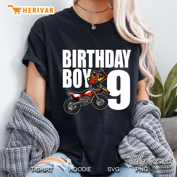 9Th Dirt Bike Birthday Party Motocross Mx Gift 9 Years Old Ladies Tee