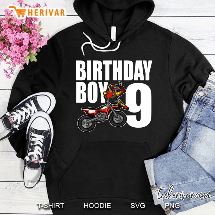 9Th Dirt Bike Birthday Party Motocross Mx Gift 9 Years Old Hoodie