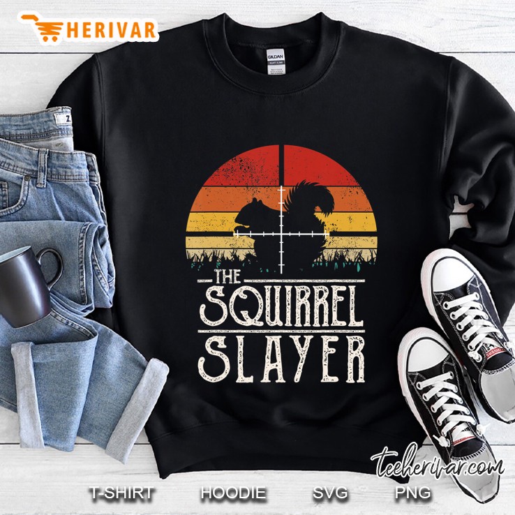 Vintage Sunset Retro Style Squirrel Hunting Squirrel Slayer Sweatshirt