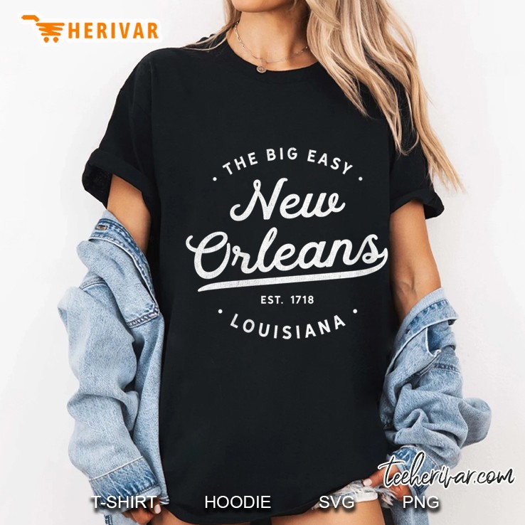 Womens Classic Retro Vintage New Orleans Louisiana Big Easy V-Neck Ladies Tee