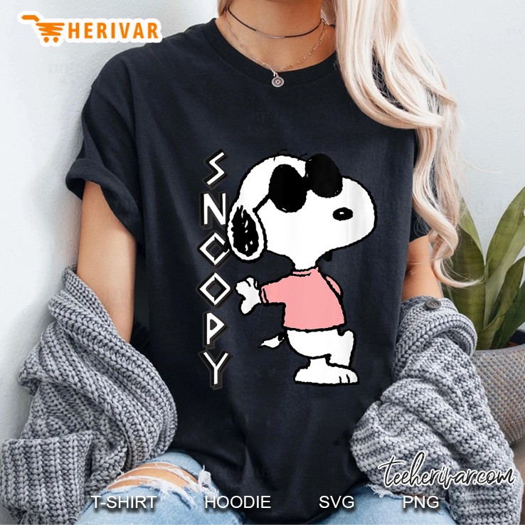 Womens Peanuts Cool Snoopy In Pink V-Neck Hoodie