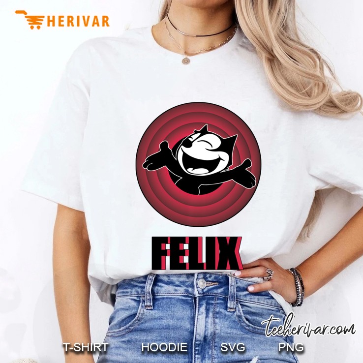 Felix The Cartoon Cat Arms Outstretched Red Vintage Retro Pullover Ladies Tee
