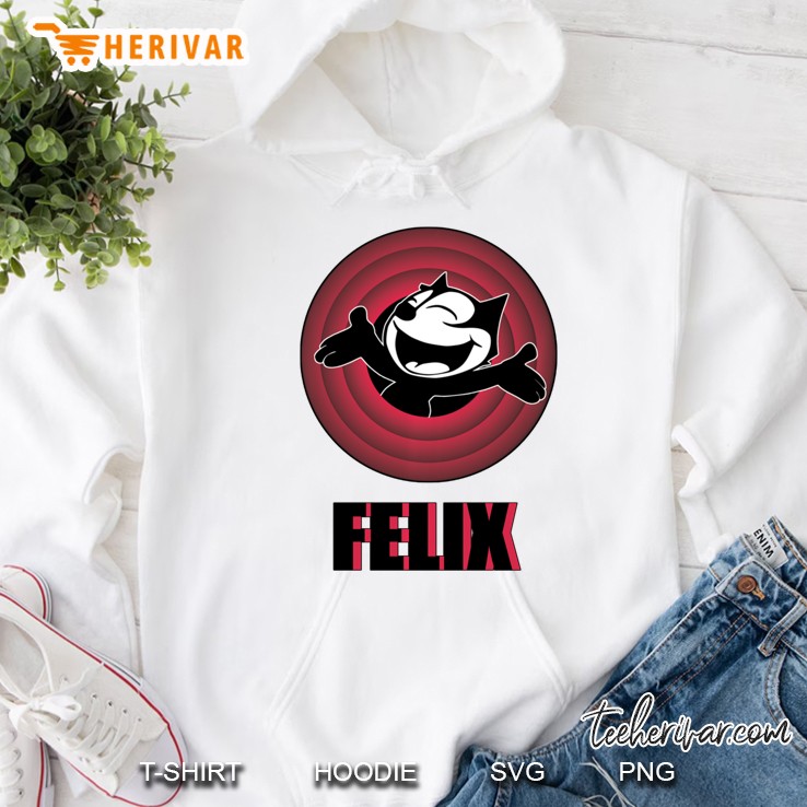 Felix The Cartoon Cat Arms Outstretched Red Vintage Retro Pullover Hoodie
