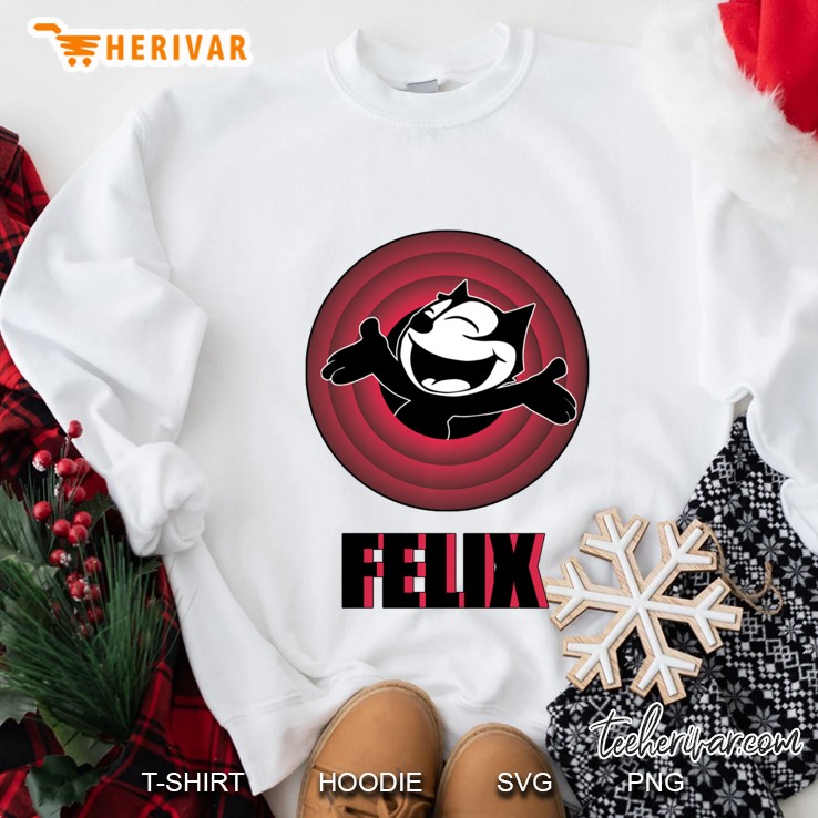 Felix The Cartoon Cat Arms Outstretched Red Vintage Retro Pullover Sweatshirt