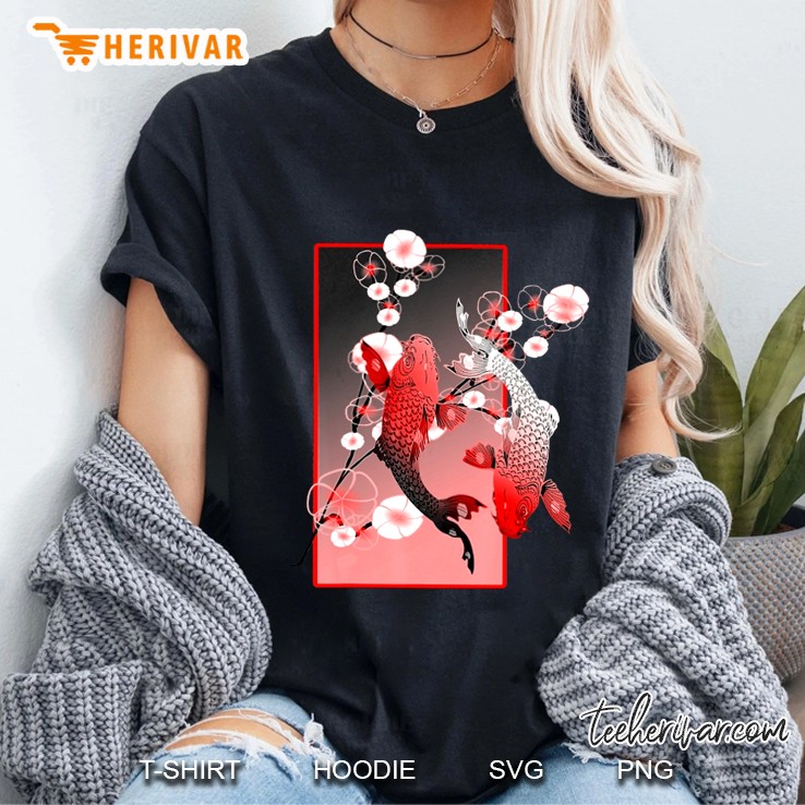 Asian Fish Carp Art Sakura Ladies Tee