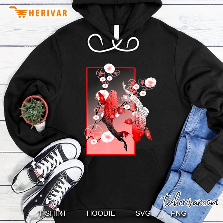 Asian Fish Carp Art Sakura Hoodie