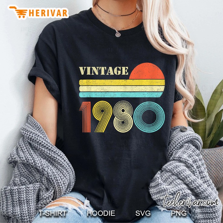 1980 40Th Birthday Gift Vintage Retro Men Women 40 Years Old Ladies Tee