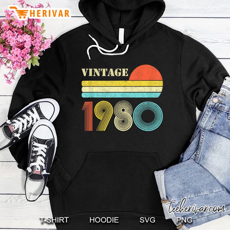 1980 40Th Birthday Gift Vintage Retro Men Women 40 Years Old Hoodie