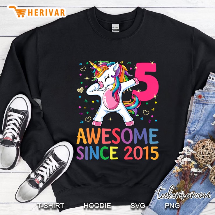 5 Years Old 5Th Birthday Unicorn Dabbing Shirt Girl Party Sweatshirt