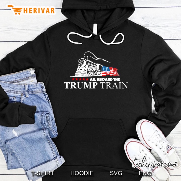 All Aboard The Trump Train 2020 American Flag Hoodie