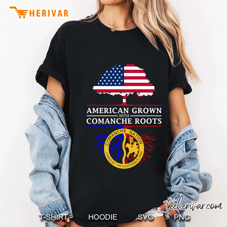 American Grown With Comanche Nation Roots - Native American Pullover Ladies Tee