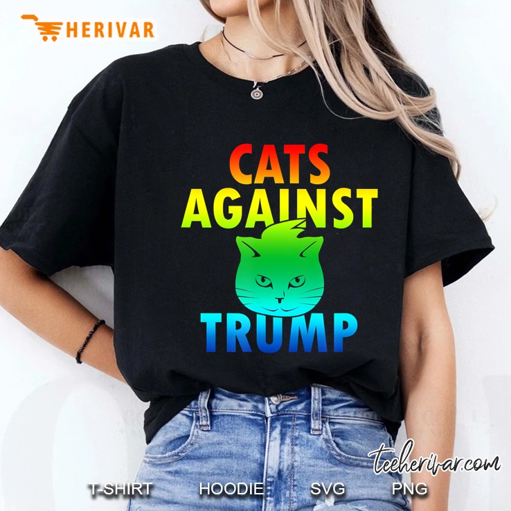 Cats Against Trump Rainbow Shirt Ladies Tee