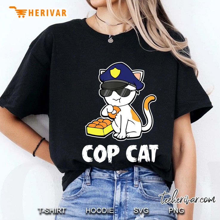 Cop Cat Halloween Costume Police Officer Kitten Cats Lover Ladies Tee