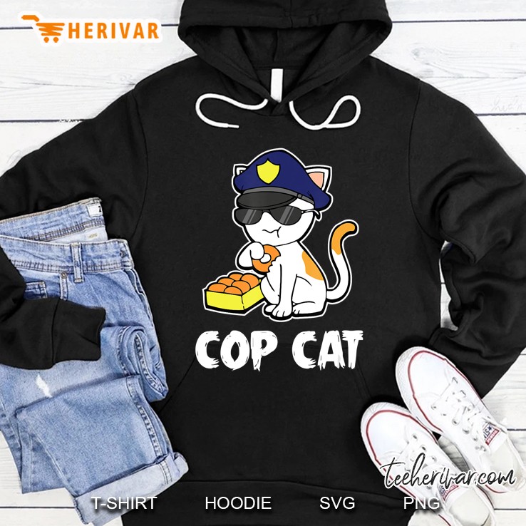 Cop Cat Halloween Costume Police Officer Kitten Cats Lover Hoodie