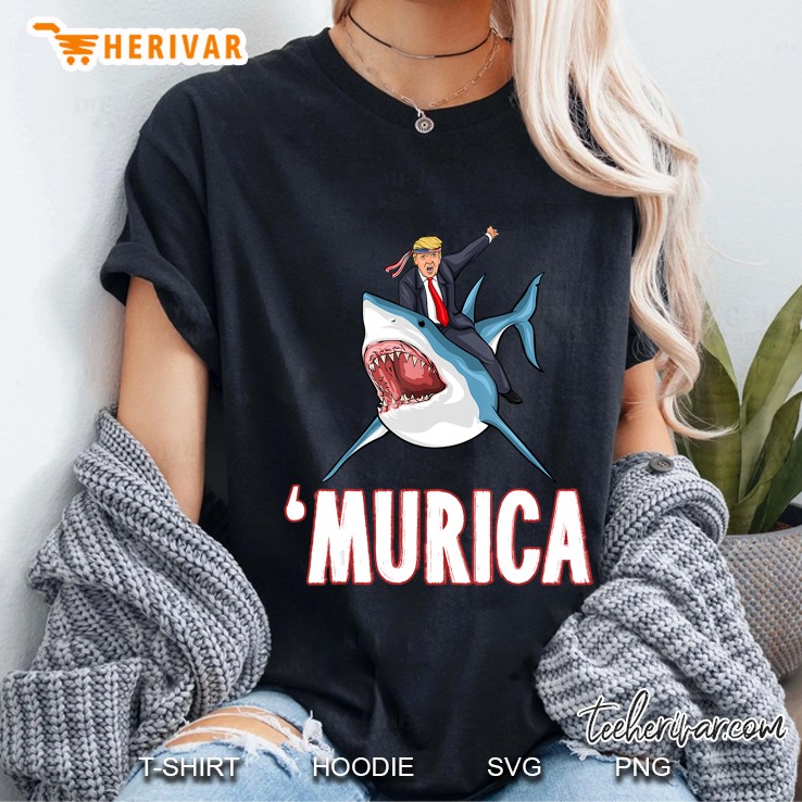Donald Trump Shark Presiden 4Th Of July Usa America Ladies Tee