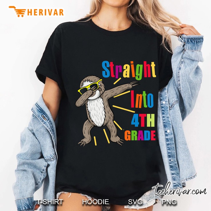 Funny Dabbing Sloth Straight Into 4Th Fourth Grade First Day Ladies Tee
