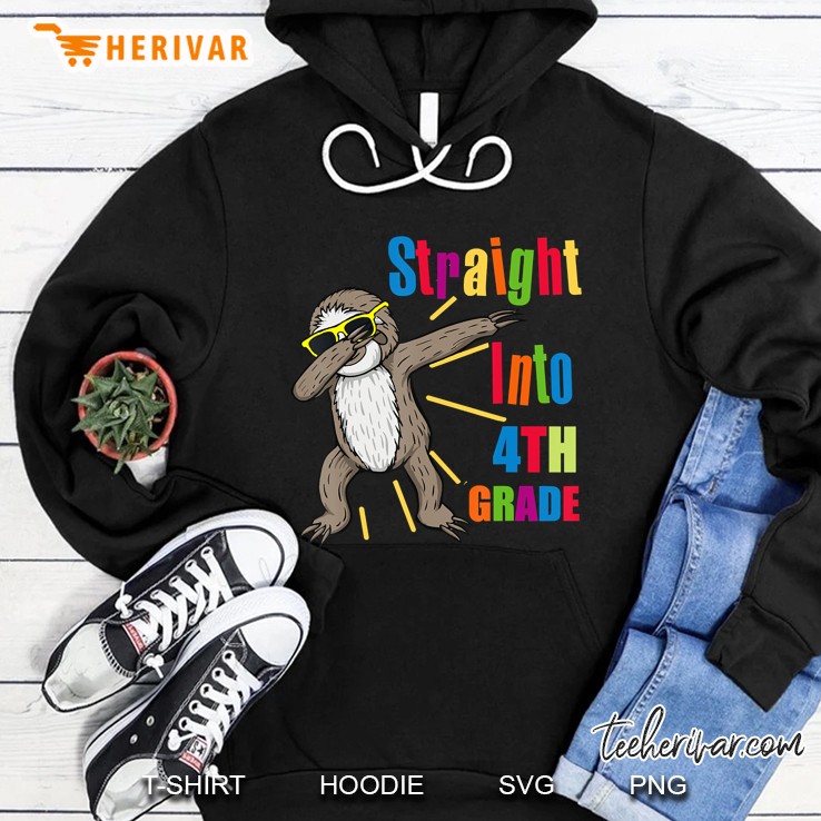 Funny Dabbing Sloth Straight Into 4Th Fourth Grade First Day Hoodie