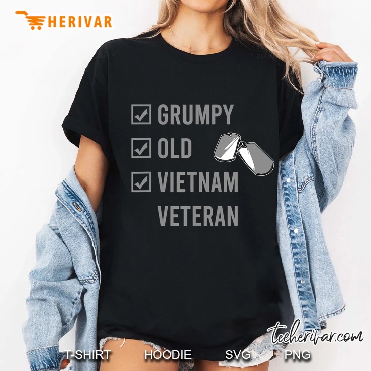 Grumpy Old Vietnam Veteran Dogtag Army Soldier Grandpa Gift Hoodie