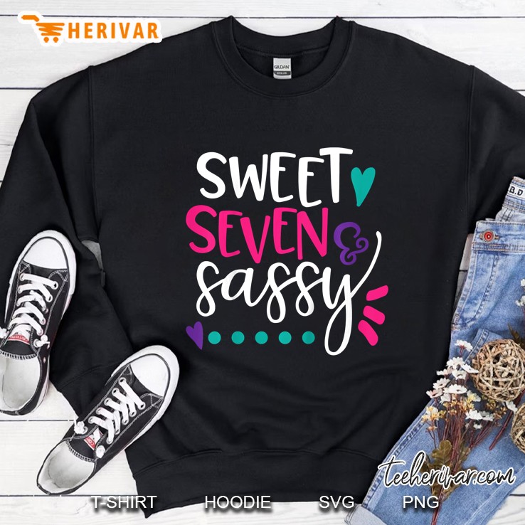 Kids Sweet Seven & Sassy, 7Th Seventh Birthday Girl Gift Tee Sweatshirt