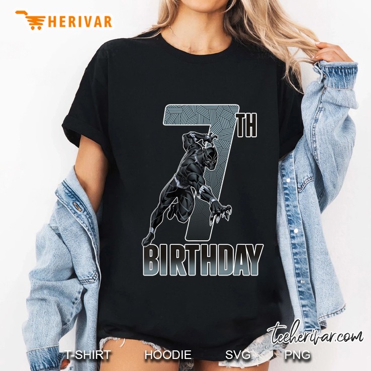 Marvel Black Panther Action Pose 7Th Birthday Graphic Tee Ladies Tee