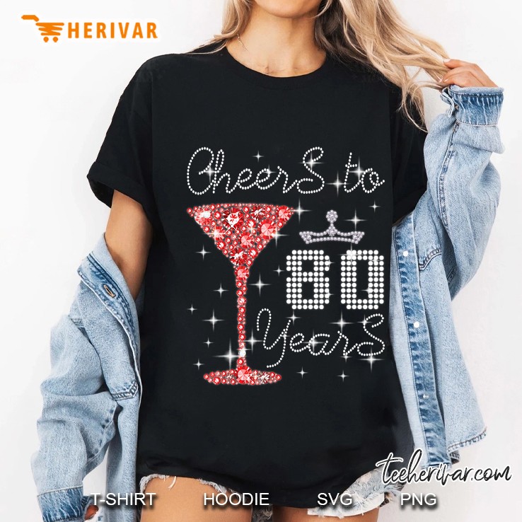 Queen Girl Princess Cheers To 80 Years Old Happy Birthday Hoodie