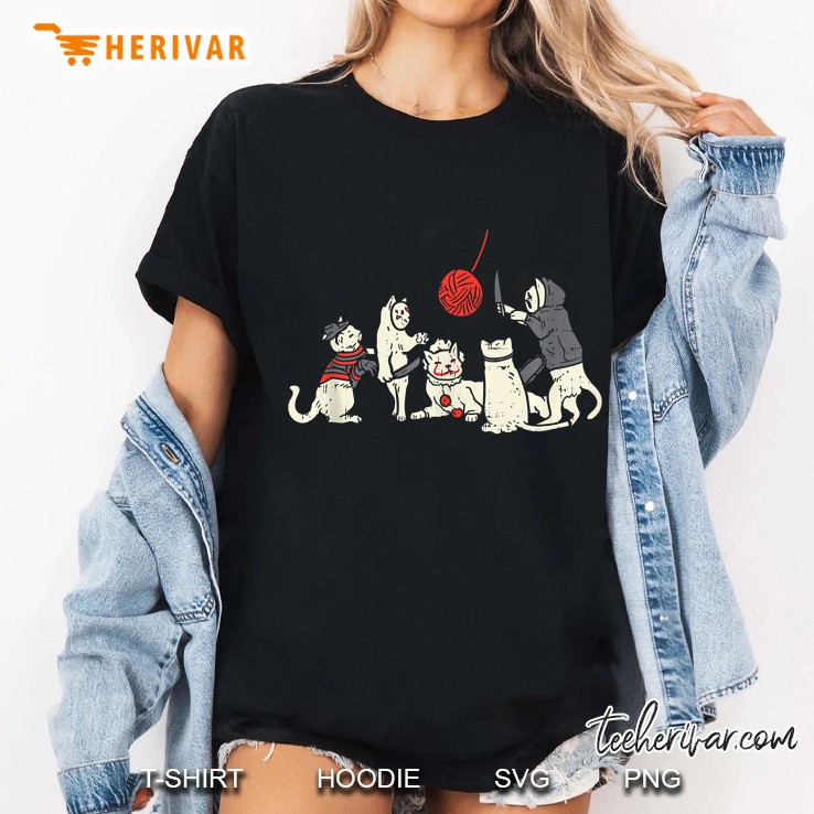 Scary Cute Horror Clown Cats Funny Halloween Kitten Lover Tank Top Ladies Tee