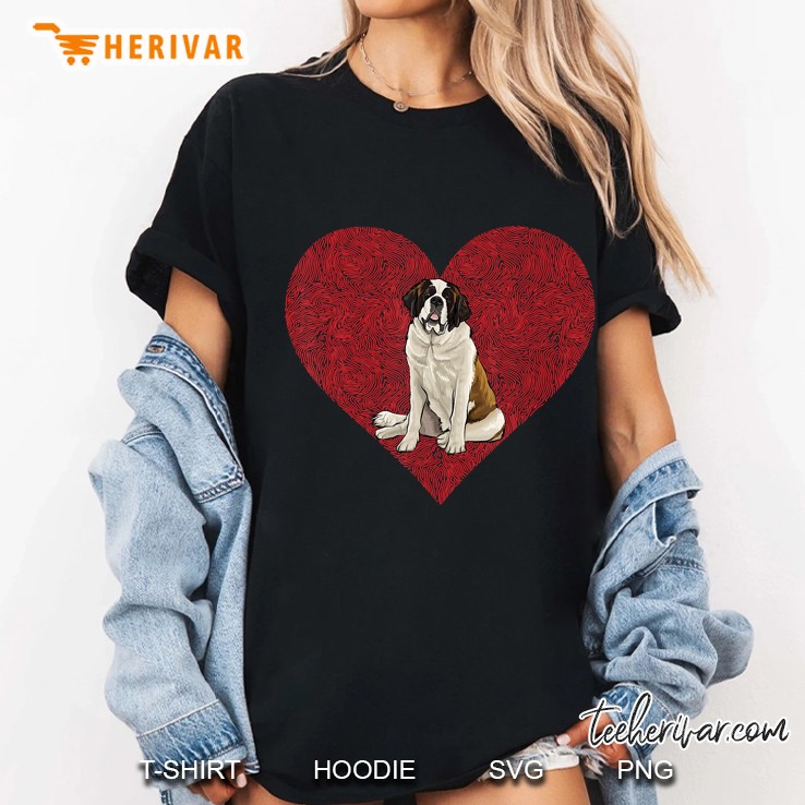 St. Bernard Valentines Day Dog Love Fingerprint Ladies Tee