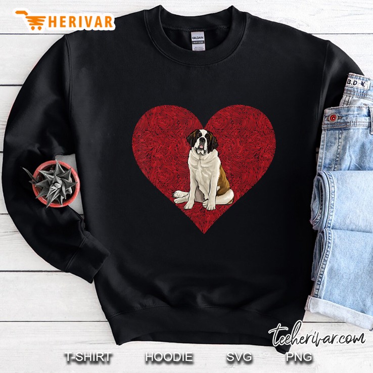 St. Bernard Valentines Day Dog Love Fingerprint Sweatshirt