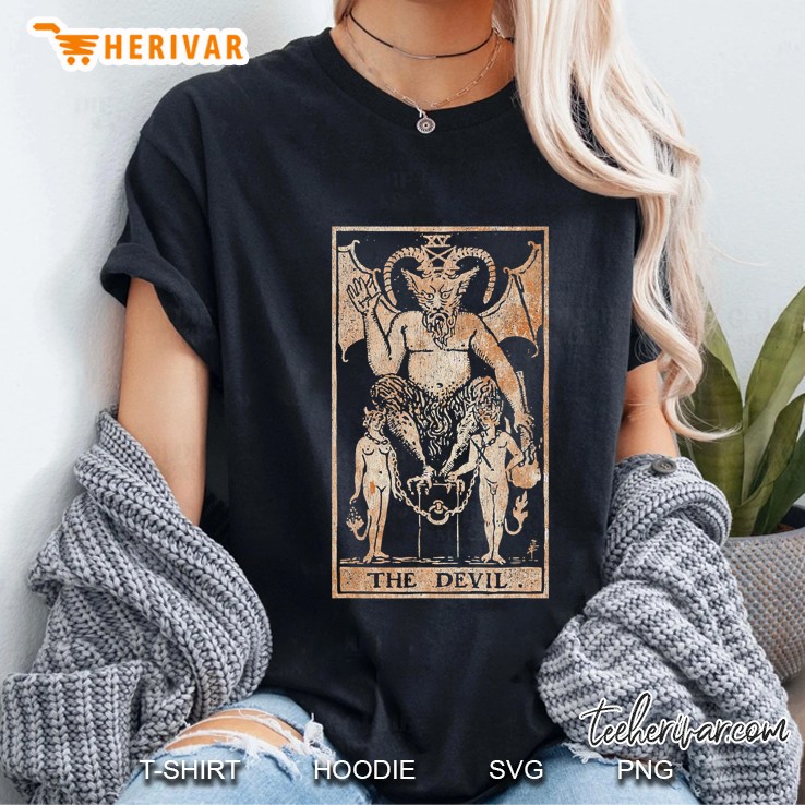 The Devil Vintage Tarot Card Distressed Occult Supernatural Hoodie