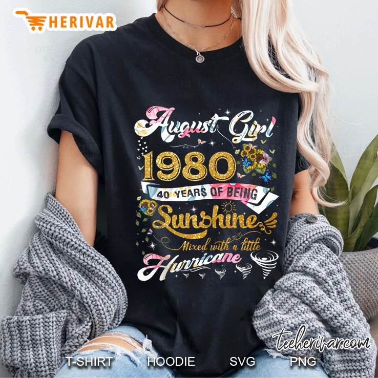 Vintage August 1980 Designs 40 Years Old 40Th Birthday Ladies Tee