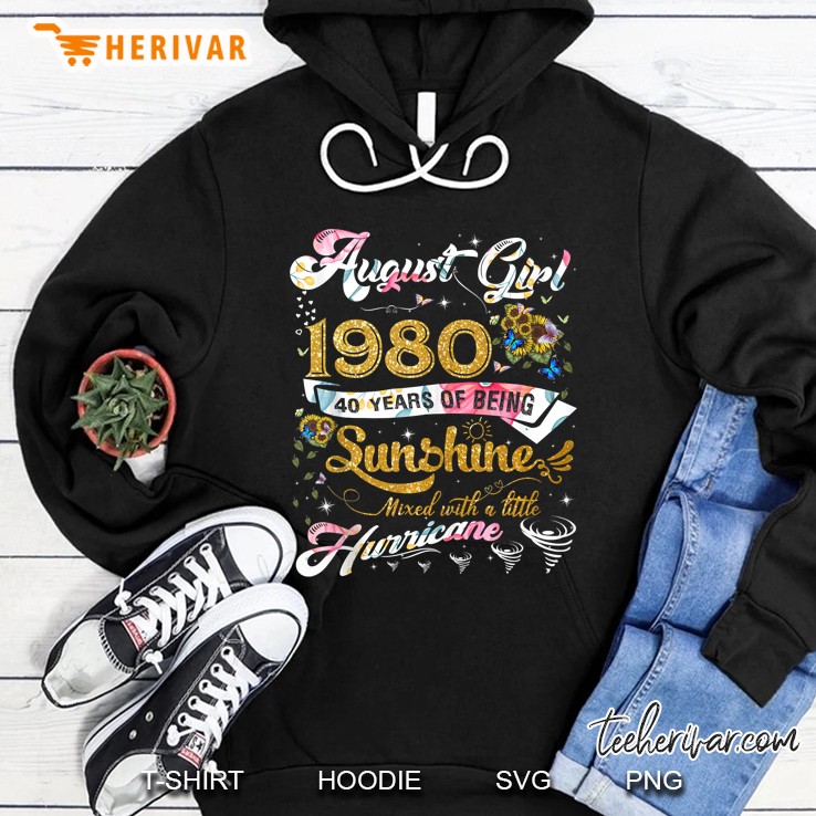 Vintage August 1980 Designs 40 Years Old 40Th Birthday Hoodie