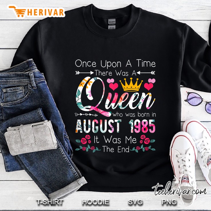 Womens Girls 34Th Birthday Queen August 1985 Shirt Queen Birthday Sweatshirt