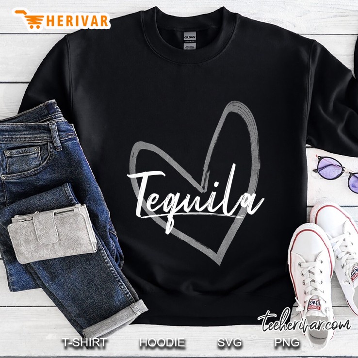 Womens Heart Tequila Alcohol Womens Letter & Hearts Sweatshirt