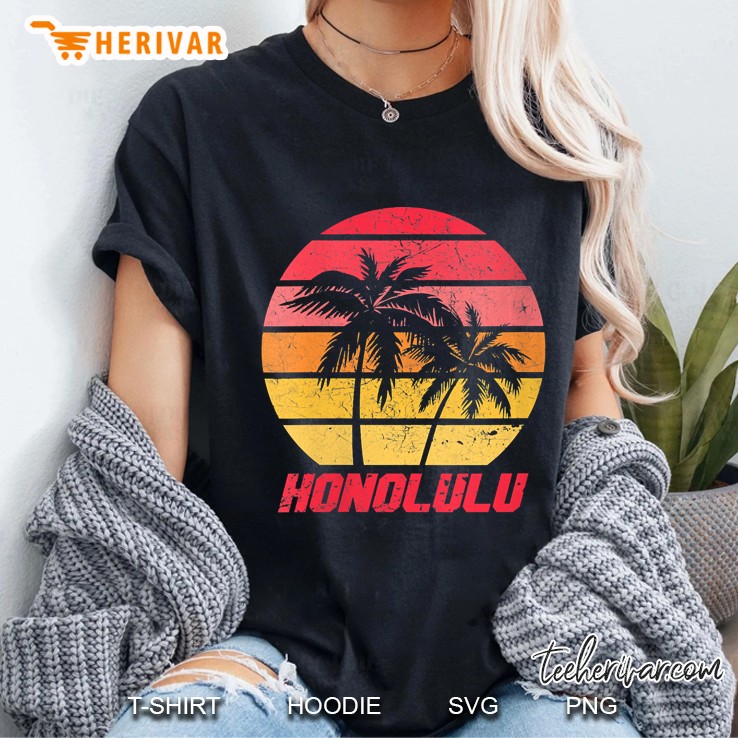 Womens Vintage Honolulu Hawaii Gift Tropical Hawaii Hoodie