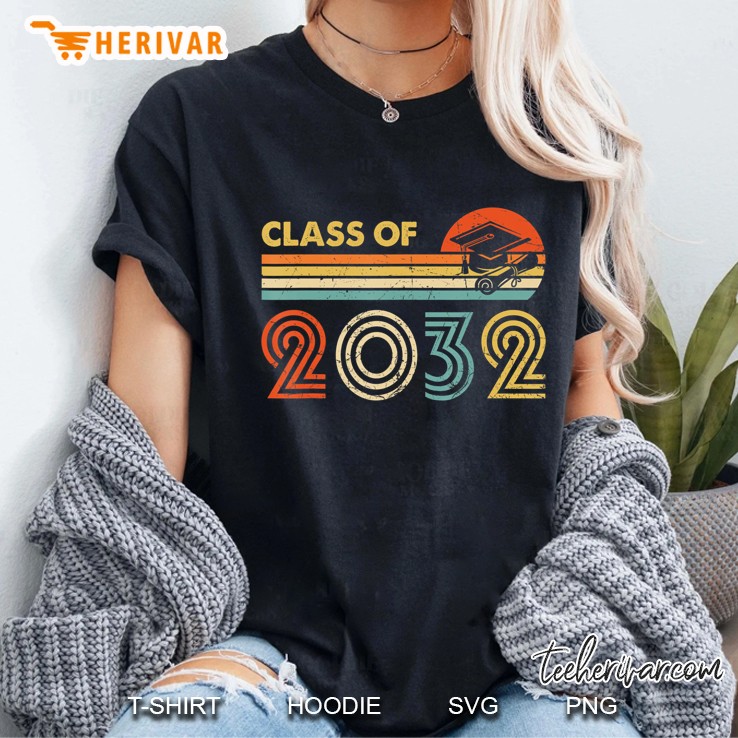 Class Of 2032 Grow With Me Pre-K Graduate Vintage Retro Hoodie