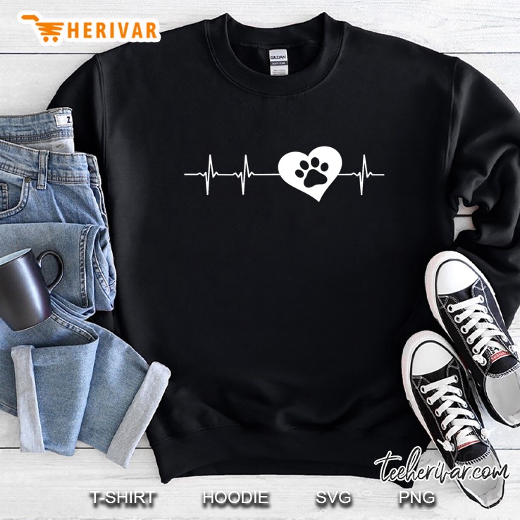 Dog Animal Pet Rescue Heart Beat Paw Prin Sweatshirt