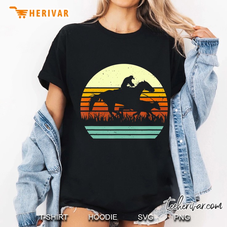 Horse And Cowboy Calf Roping Retro Sun Style Hoodie