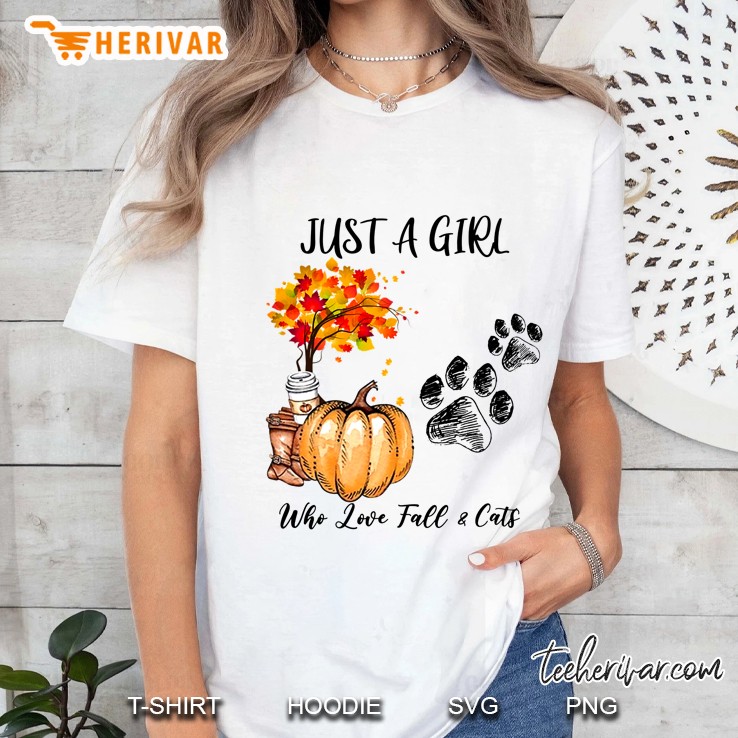 Just A Girl Who Love Fall & Cats Hoodie