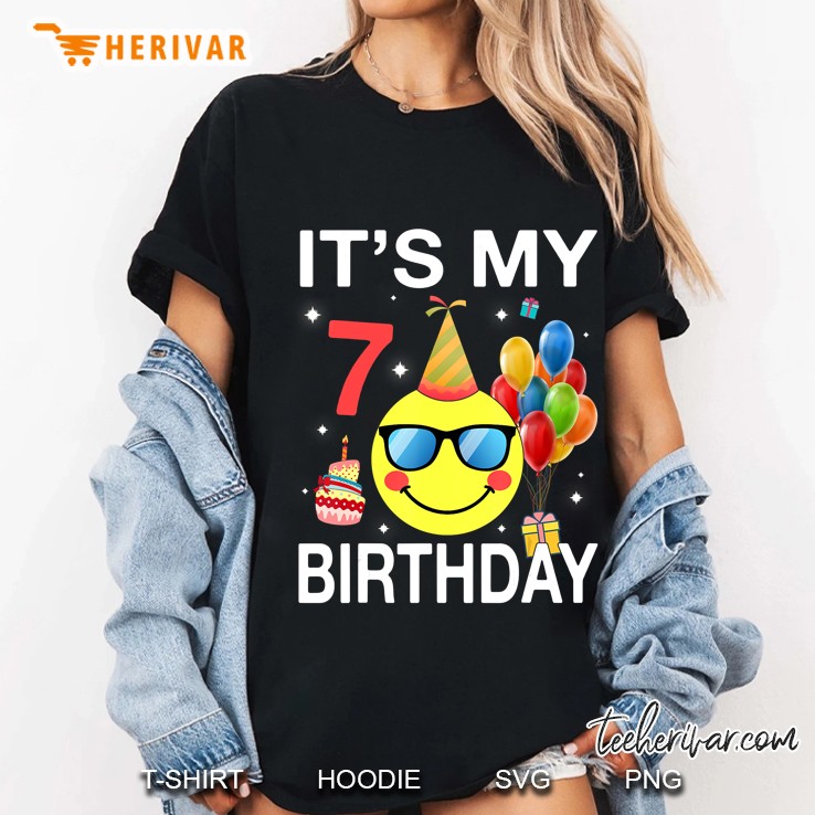 Kids Emoji It's My 7Th Birthday Fun 7 Years Old Hoodie