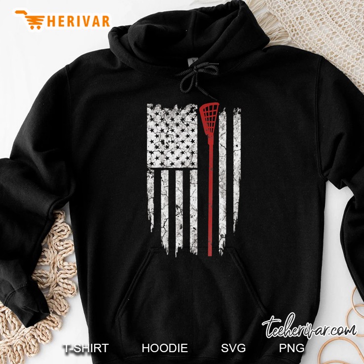 Lacrosse American Flag Men Hoodie