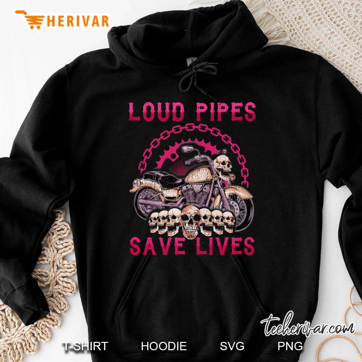 Loud Pipes Save Lives Shirt Motorcycle Chick Pink Biker Babe Mugs