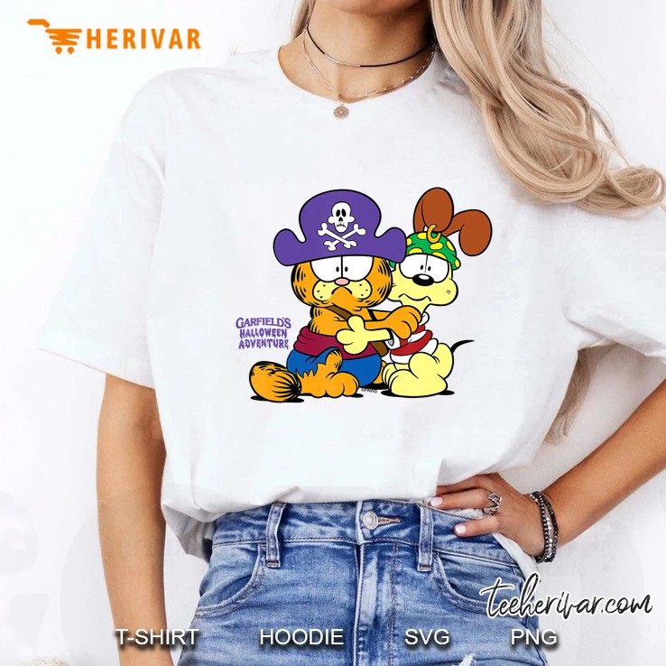 Garfield Pirate Garfield And Odie Scared Ladies Tee