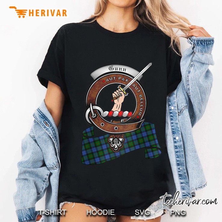 Womens Gunn Scottish Clan Badge & Tartan Raglan Baseball Tee Ladies Tee