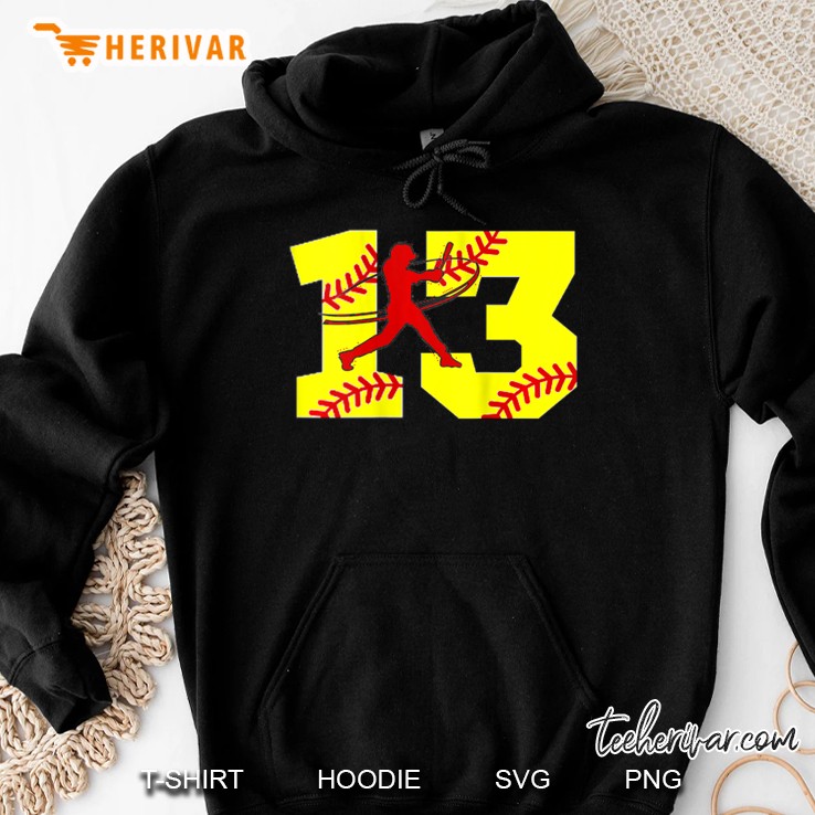 Womens Softball Number 13 Shirt Top Clothes Clothing Thirteen Tee Tank Top Hoodie