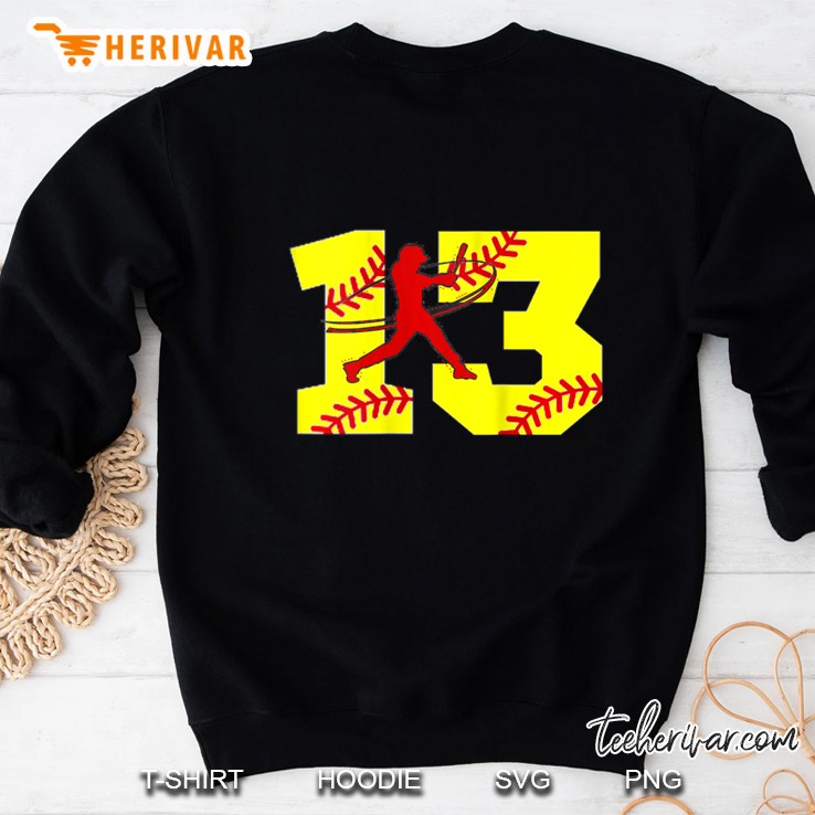 Womens Softball Number 13 Shirt Top Clothes Clothing Thirteen Tee Tank Top Sweatshirt