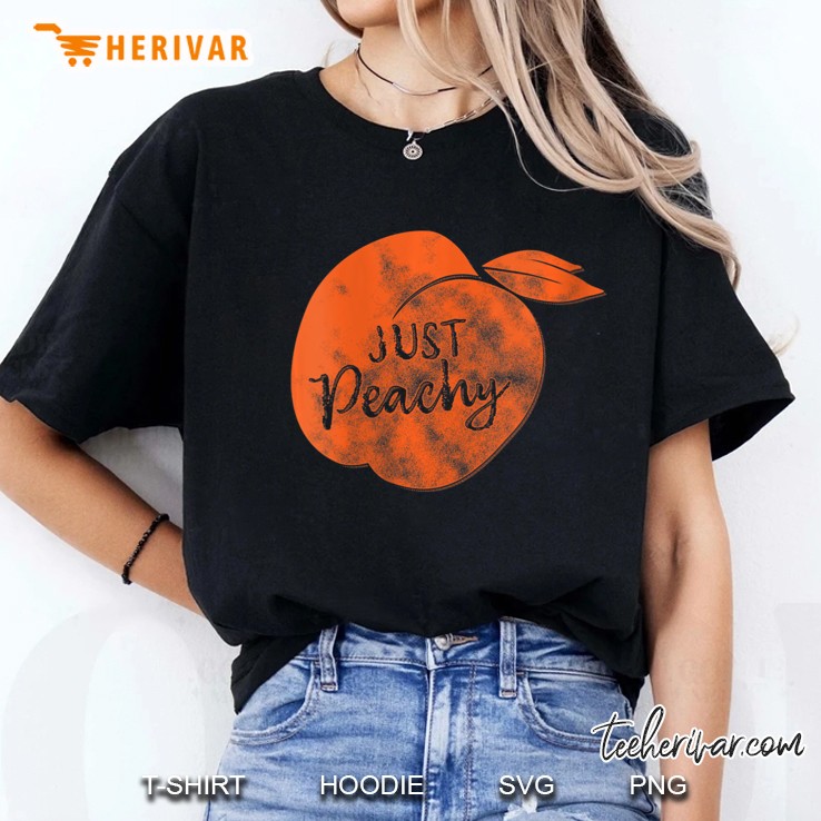 Womens Vintage Distressed Lovely Just Peachy V-Neck Ladies Tee