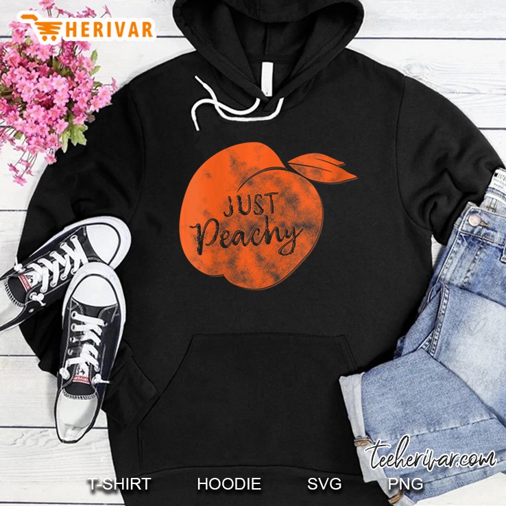 Womens Vintage Distressed Lovely Just Peachy V-Neck Hoodie