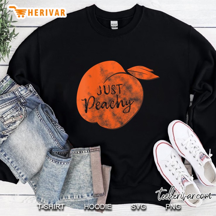 Womens Vintage Distressed Lovely Just Peachy V-Neck Sweatshirt
